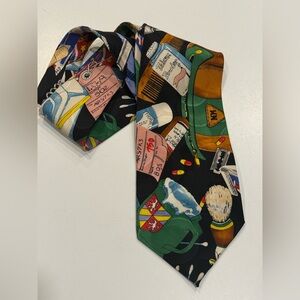 Vintage 100% Silk Tie 1991 Nicole Miller Men's Travel Kit Novelty Print